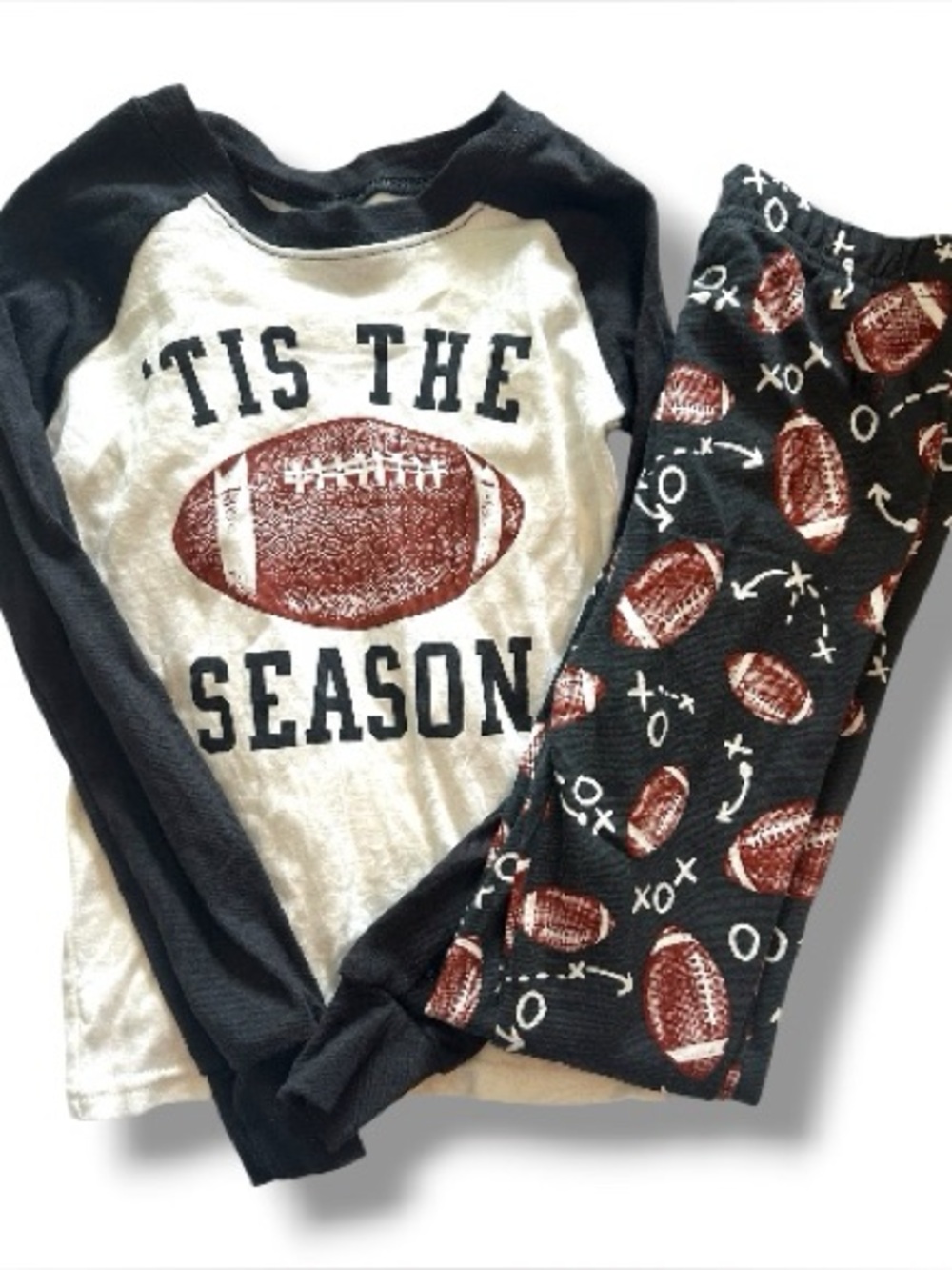 Children’s Place Boys Football Pajama Set Size 5 ‘Tis The Season PJ Place
